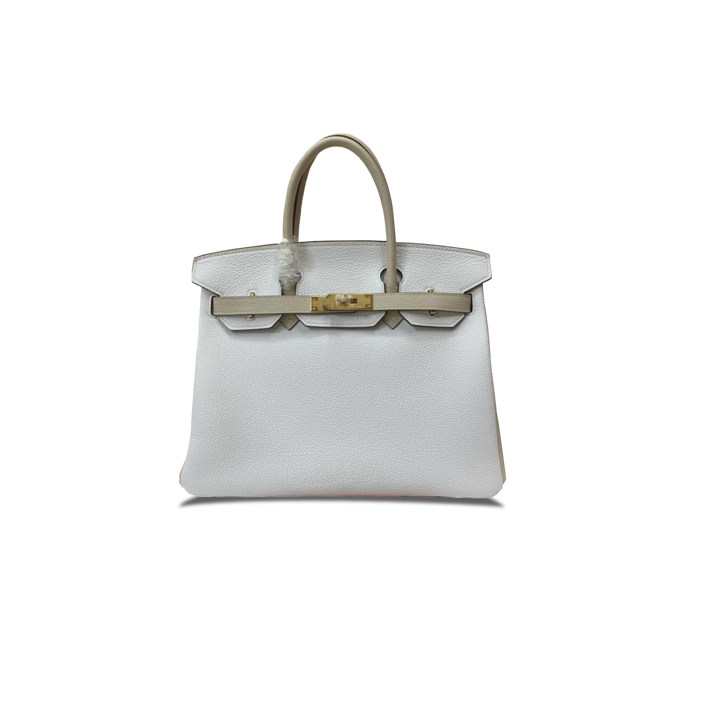 HERMES MASTER BIRKIN 30 TOGO LEATHER PURE WHITE MILKSHAKE WHITE GOLD BUCKLE HANDBAG 90252991 (30*23*15cm)